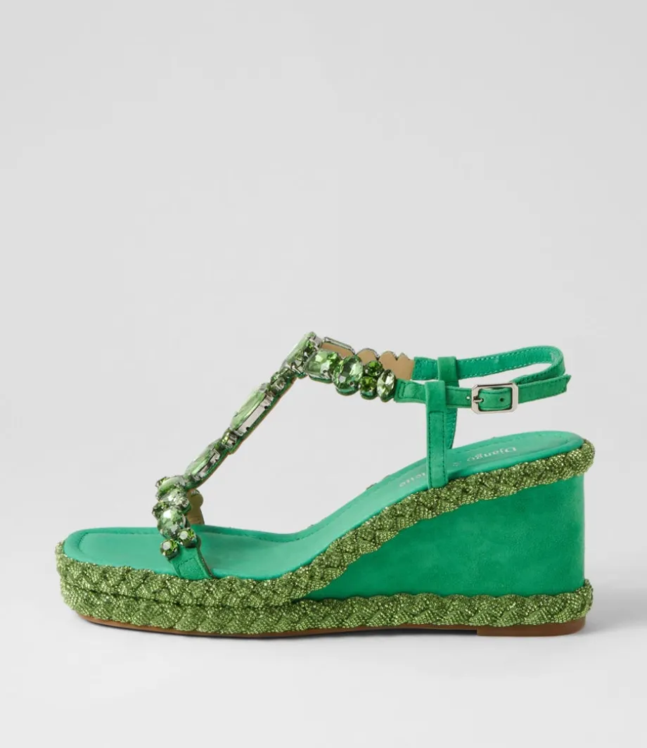 Vontey Light Emerald Suede Jewels Sandals<DJANGO & JULIETTE Cheap
