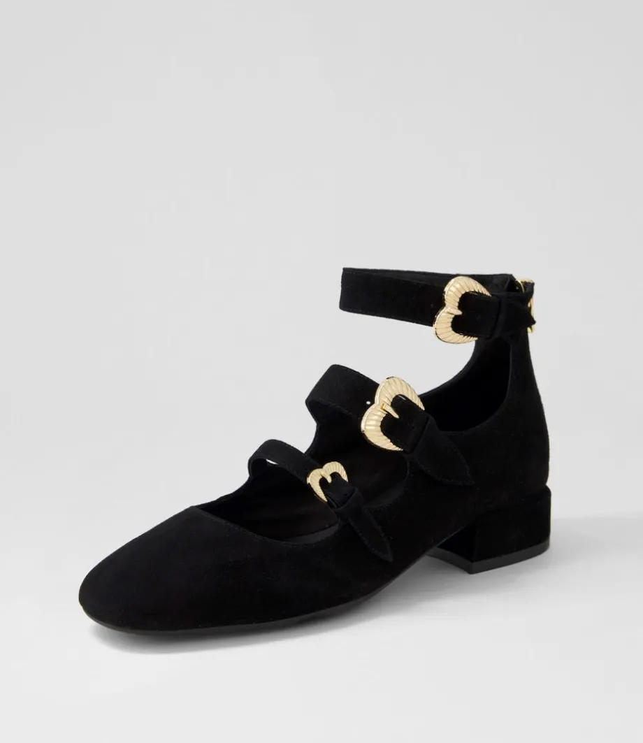 Voslo Black Suede Heels<DJANGO & JULIETTE Clearance