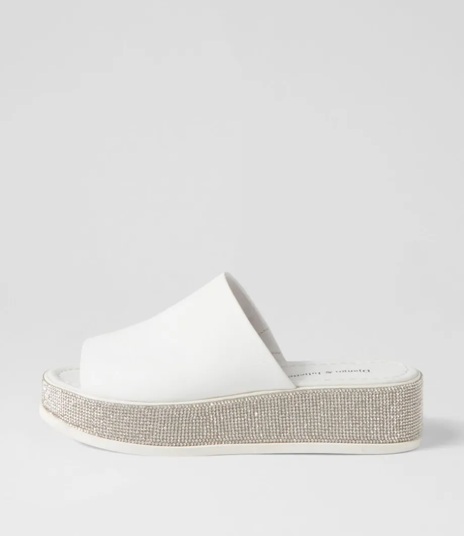 Waidest White Leather Slides<DJANGO & JULIETTE Best Sale