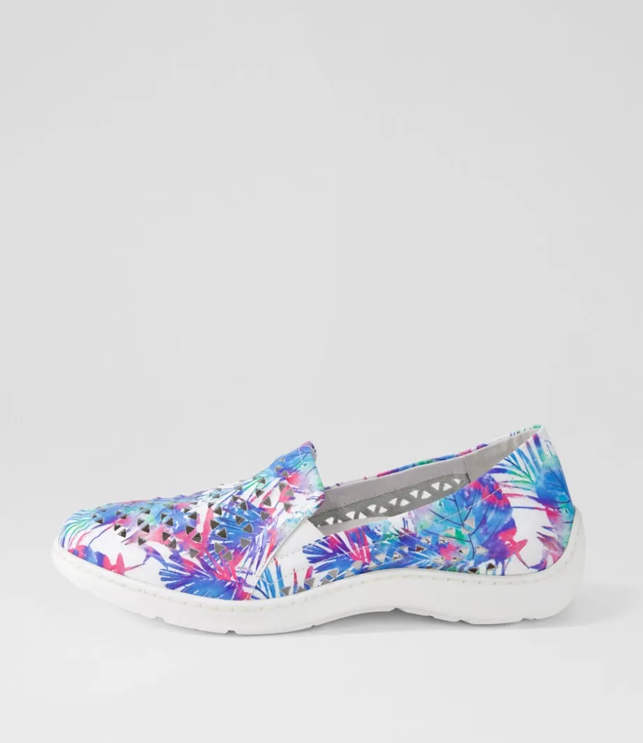 Wavada Xf Blue Palms White Leather Loafers<ZIERA Cheap