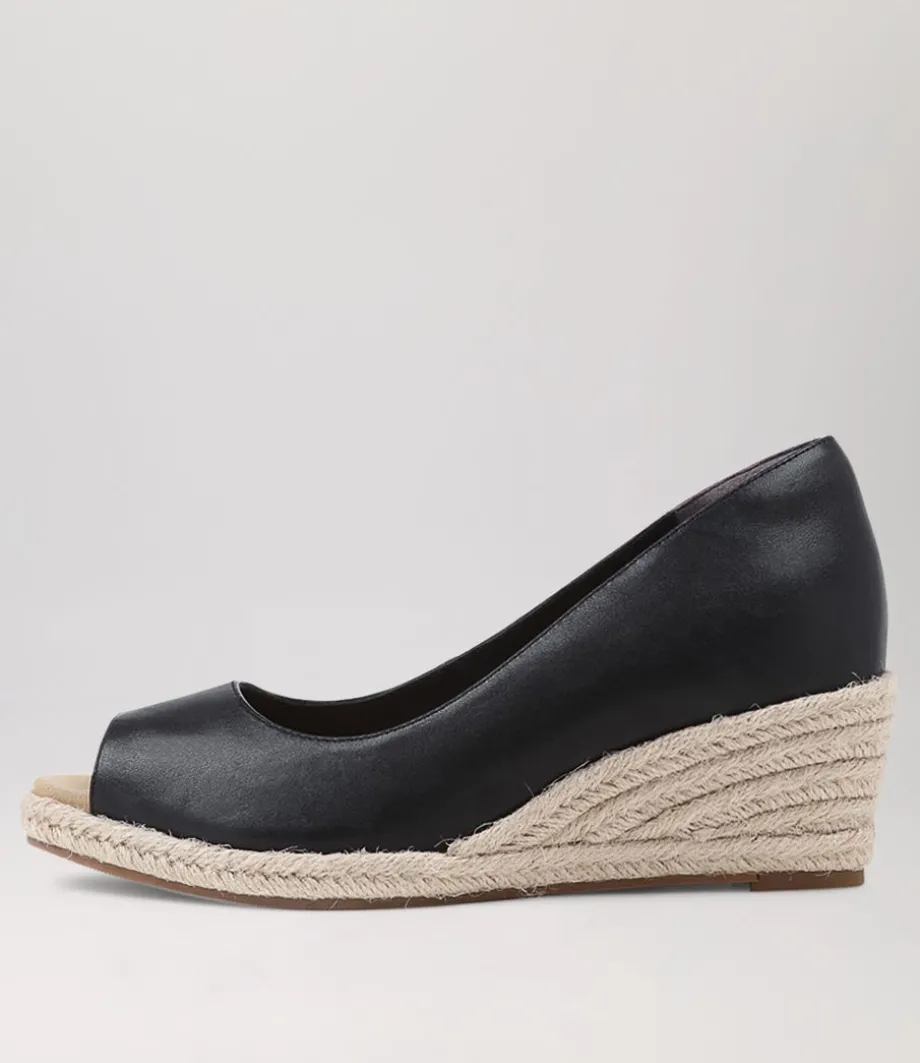 Whispa W Black Leather Espadrilles<ZIERA Hot