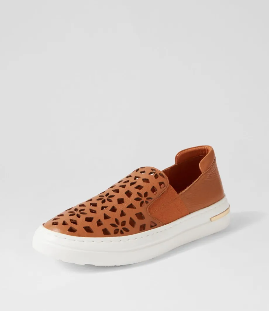 Willett Dark Tan White Leather Elastic Sneakers<DJANGO & JULIETTE Best