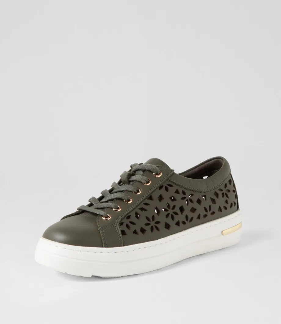 Wim Olive White Leather Sneakers<DJANGO & JULIETTE Shop