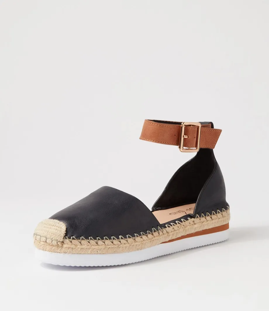 Wolver Black Tan Leather Espadrilles<TOP END New