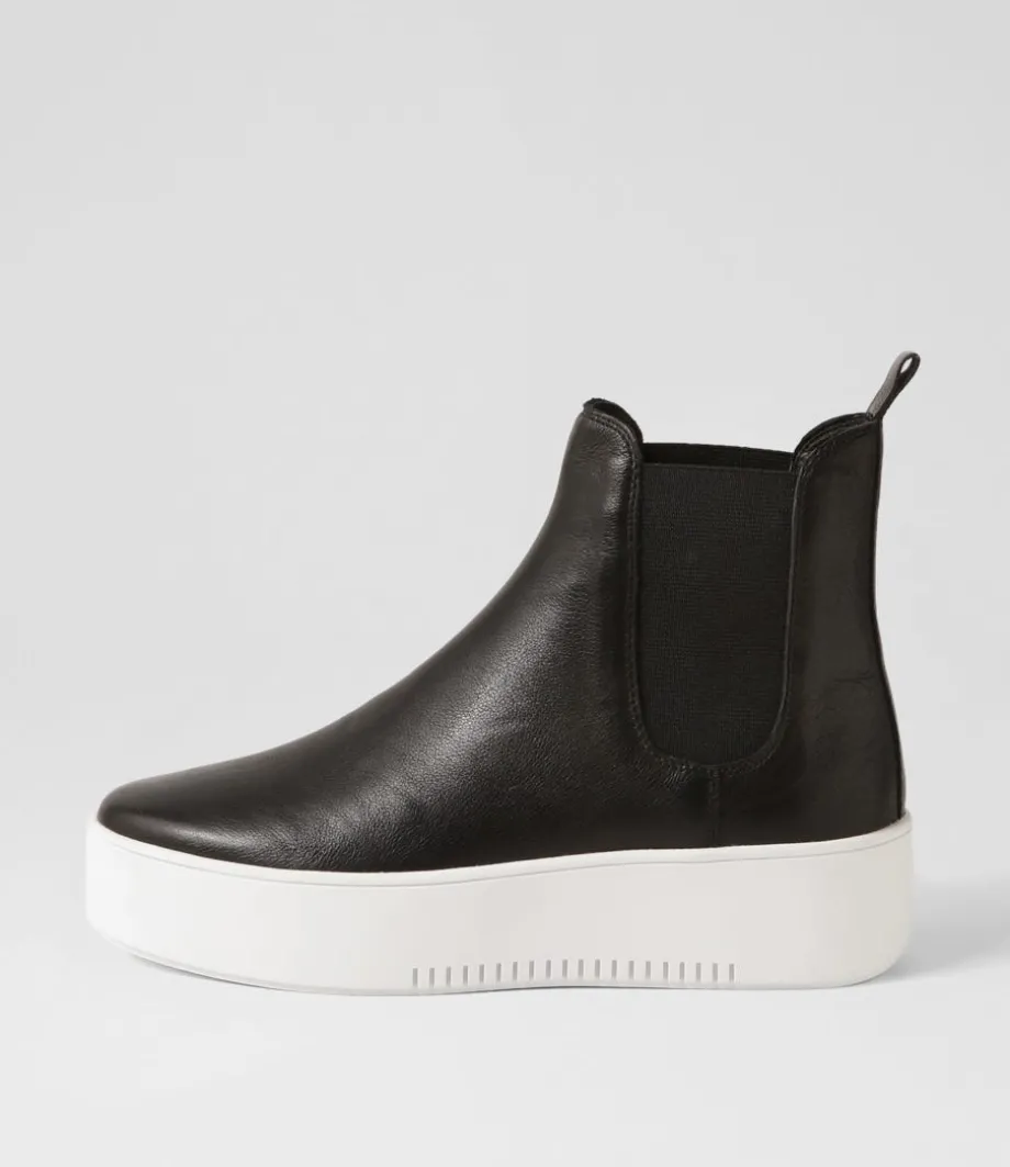 Wylder Black White Leather Elastic Chelsea Boots<DJANGO & JULIETTE Sale