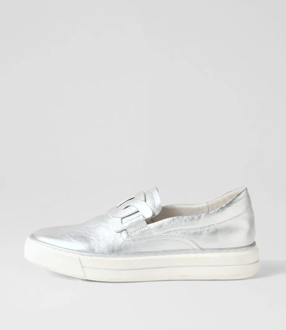 Yinnit Silver White Leather Sneakers<DJANGO & JULIETTE Shop