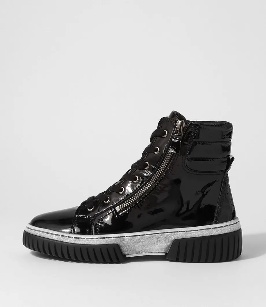 Yippie Black White Patent Ankle Boots<DJANGO & JULIETTE Hot