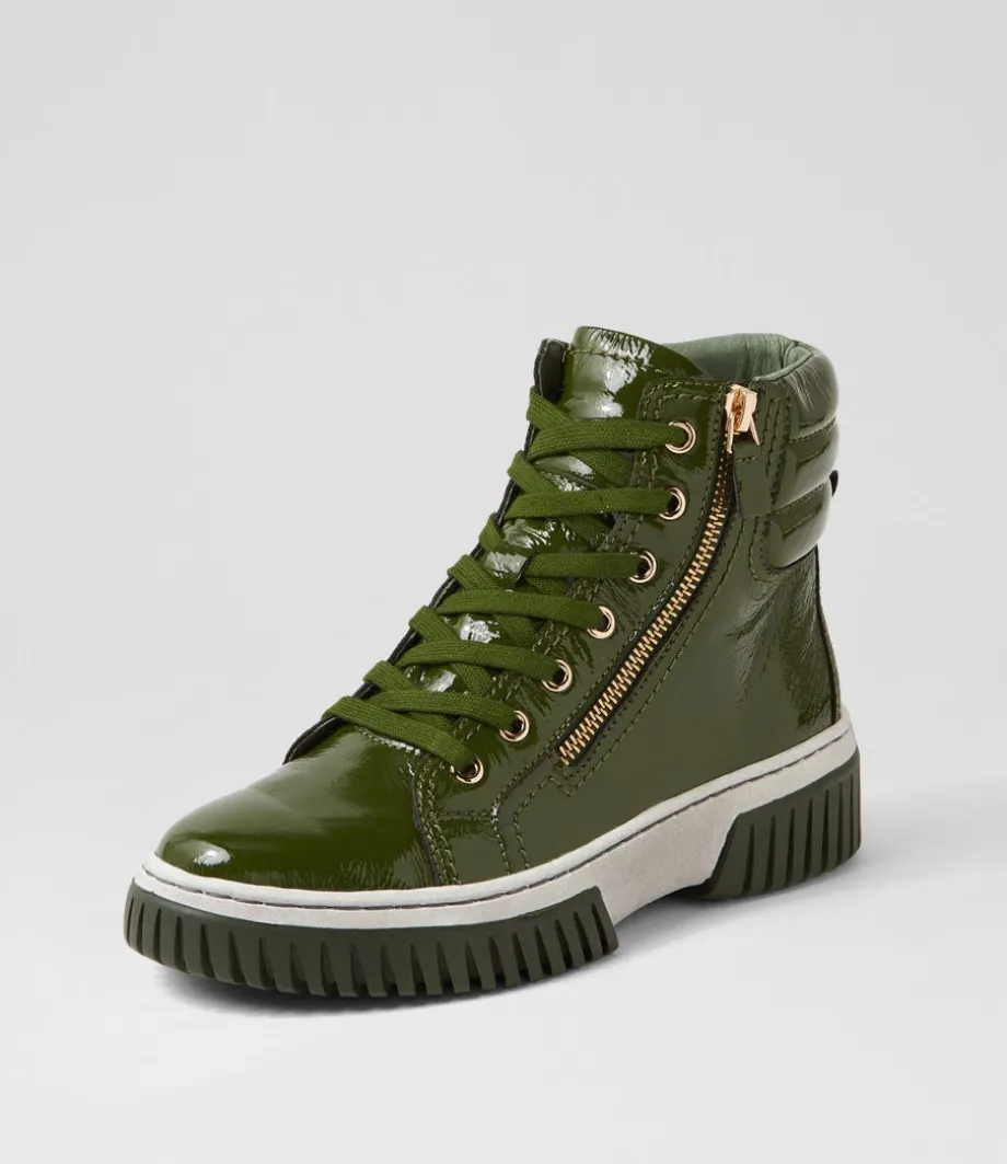 Yippie Khaki White Patent Ankle Boots<DJANGO & JULIETTE Sale