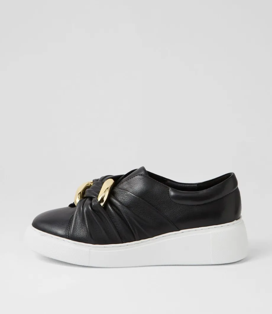 Yolla Black White Leather Sneakers<DJANGO & JULIETTE Clearance