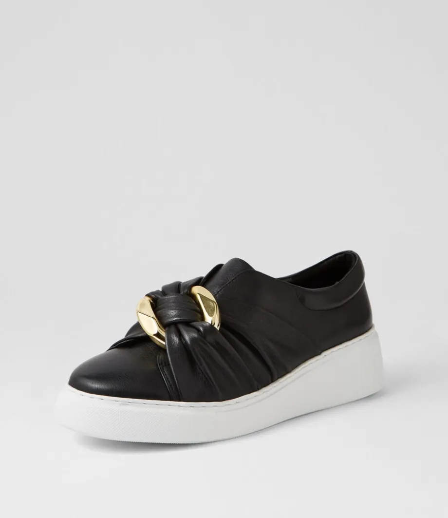 Yolla Black White Leather Sneakers<DJANGO & JULIETTE Clearance