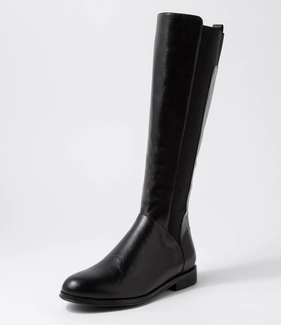 Youss Black Leather Knee High Boots<DJANGO & JULIETTE Clearance