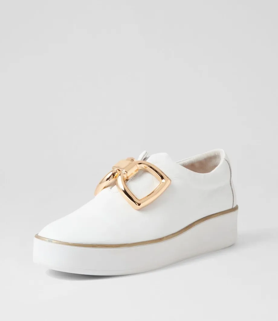Zeki W White Leather Sneakers<ZIERA Flash Sale