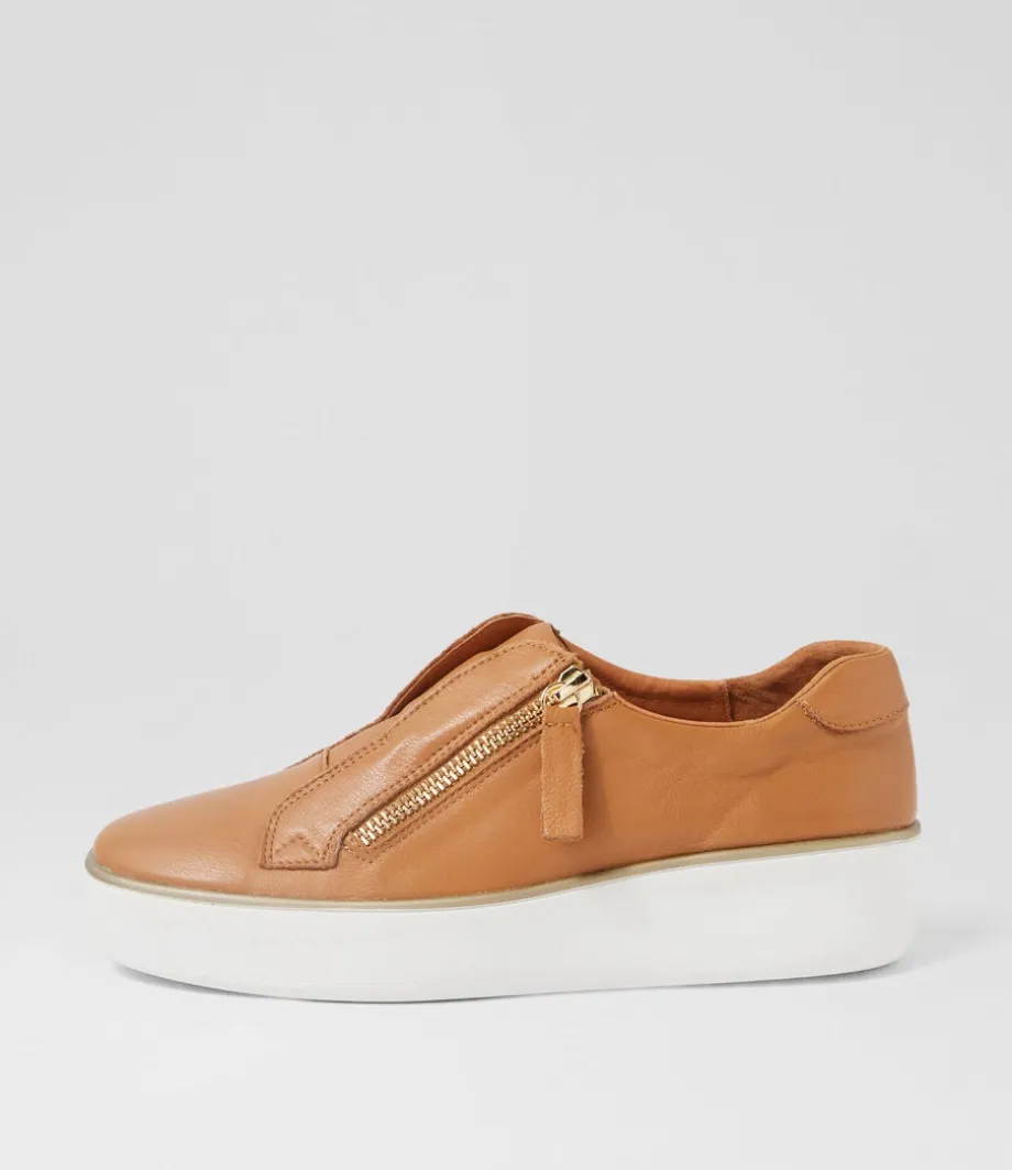 Zikta W Dark Tan White Leather Sneakers<ZIERA Best Sale
