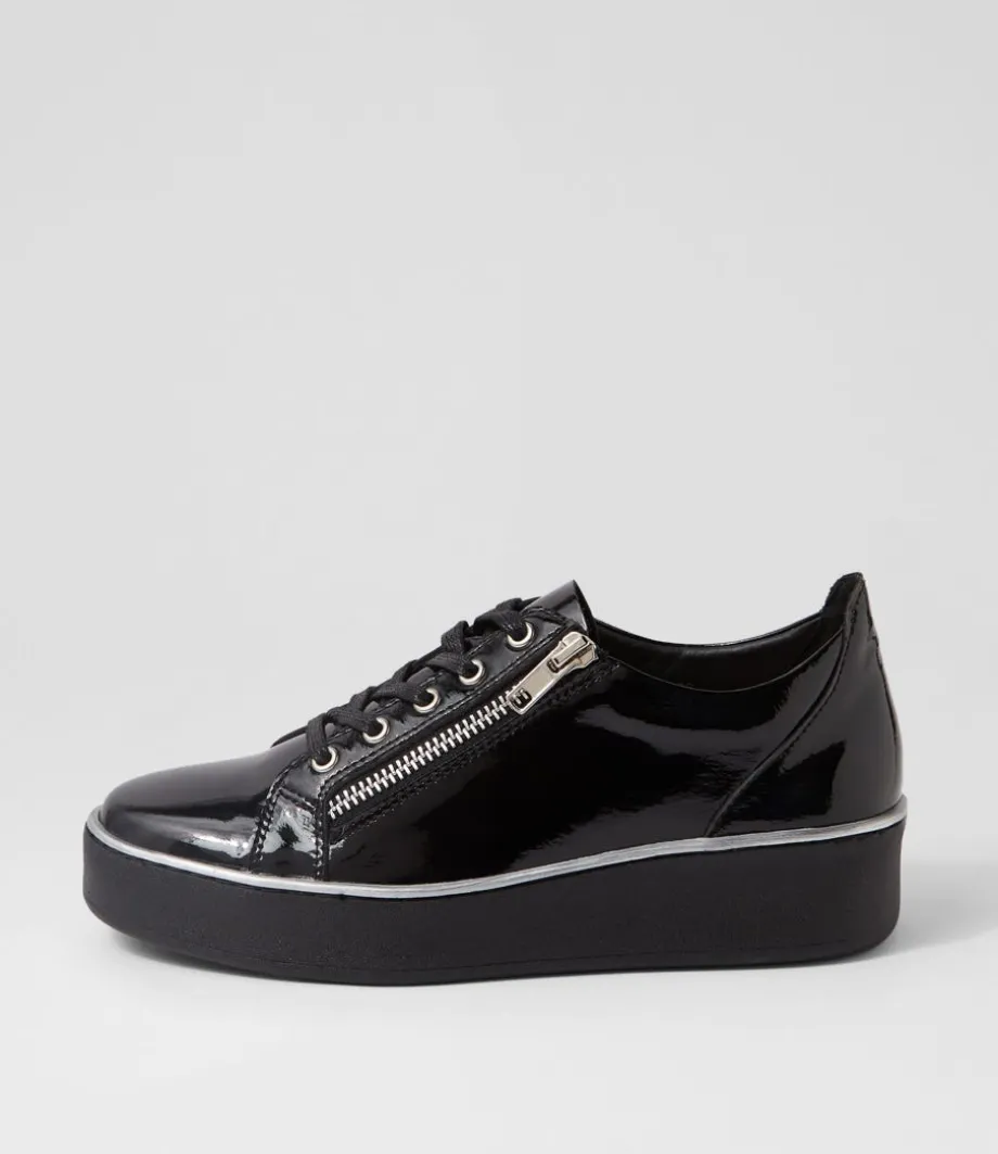 Zissy W Black Wrinkle Patent Sneakers<ZIERA Cheap